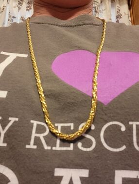 Heavy 1980s Gold Plated Rope Chain Necklace - Women's Jewelry